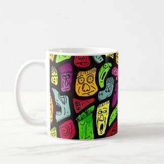 Caneca De Café Desenho de Rostos Estranhos de Desenho Animado Flu