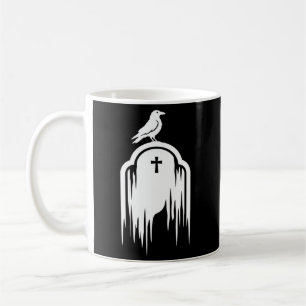 Caneca De Café Desenho de Silhueta de Tumba de Corvo de Halloween