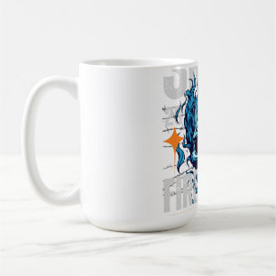 Caneca De Café Desenho de Streetwear de Caveira Flamejante Azul