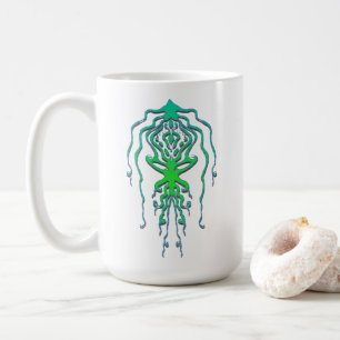 Caneca De Café Desenho de Tatuagem de Lula Tribal de Polvo Abstra