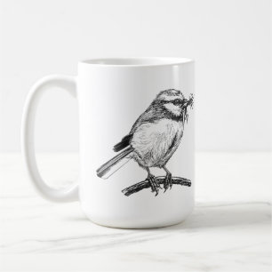 Caneca De Café Desenho de tinta de pássaro azul