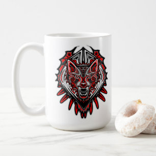 Caneca De Café Desenho de Totem Tribal Haida de Lobo