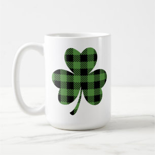 Caneca De Café Desenho de Trevo de Xadrez Búfalo Verde-61104