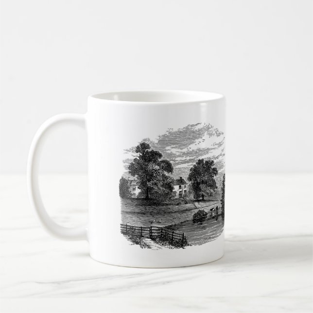 Caneca De Café Desenho de uma Fazenda Rural Americana (Esquerda)