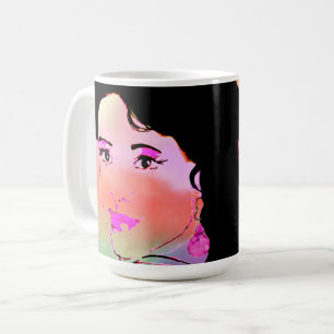 Caneca De Café Desenho De Uma Mulher Colorida