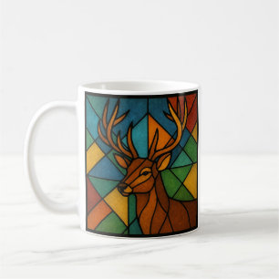 Caneca De Café Desenho de Vidro Pintado Estilo Tiffany de Cervo A