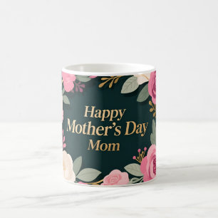Caneca De Café Desenho Dia das Mães Floral Elegante