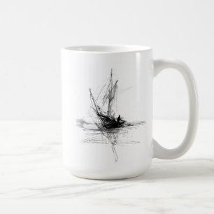 Caneca De Café Desenho do abstrato Sailboat