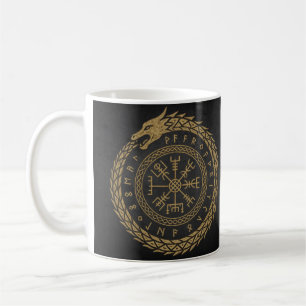 Caneca De Café Desenho do Círculo de Runas da Serpente Nórdica Ve