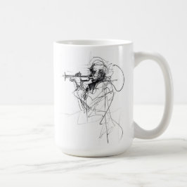 Caneca De Café Desenho do Jogador de Trompete abstrato