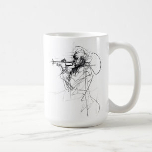 Caneca De Café Desenho do Jogador de Trompete abstrato