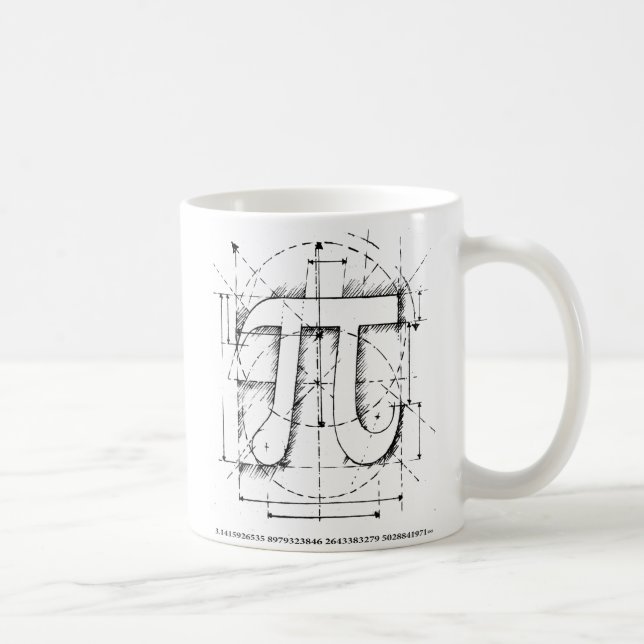 Caneca De Café Desenho do número do Pi (Direita)