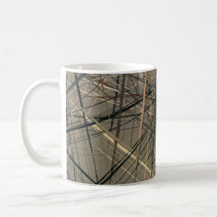 Caneca De Café Desenho do óleo do estilo retrorreflector. ilustra