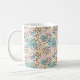 Caneca De Café Desenho do Padrão Floral do Pastel Desenhado à Mão