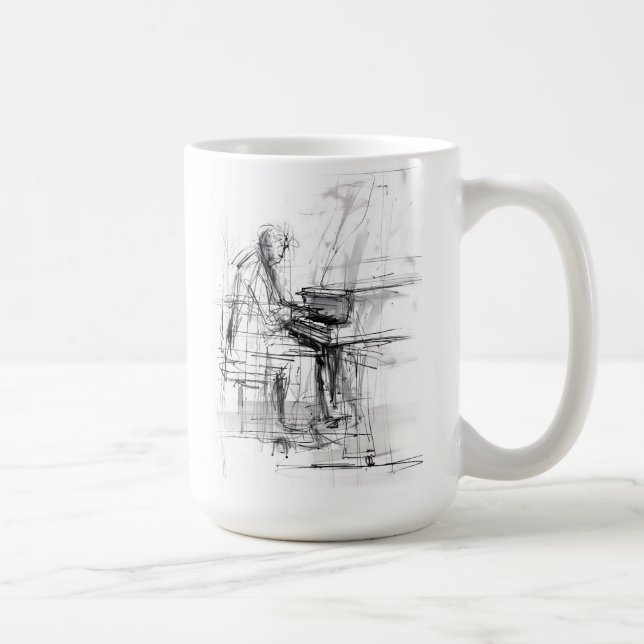 Caneca De Café Desenho do Pianista abstrato (Direita)