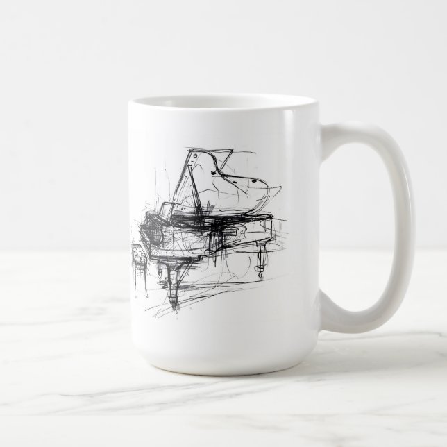 Caneca De Café Desenho do Piano Abstrato Elegante (Direita)