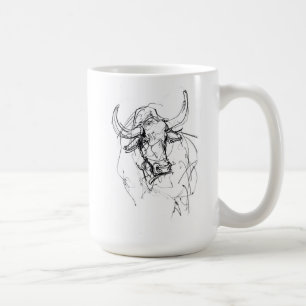 Caneca De Café Desenho do Retrato abstrato Bull