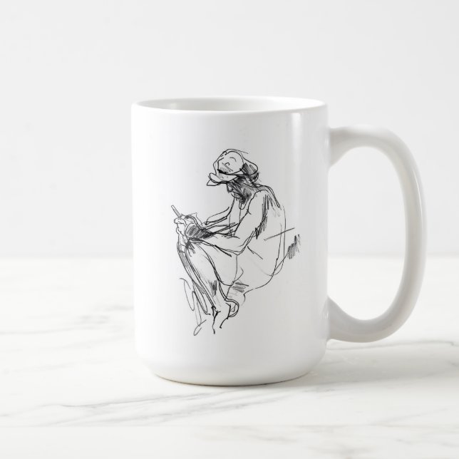 Caneca De Café Desenho do viciado em telefone abstrato (Direita)