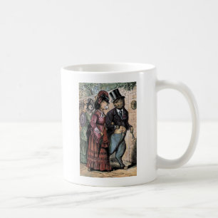 Caneca De Café Desenho do vintage: Um casal do gato