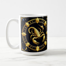 Caneca De Café Desenho do Zodíaco Escorpião Dourado com Ornamento