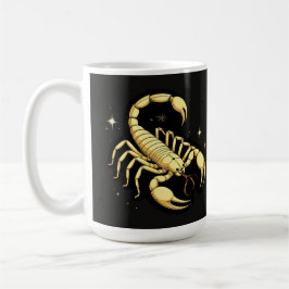 Caneca De Café Desenho do Zodíaco Escorpião Dourado com Ornamento