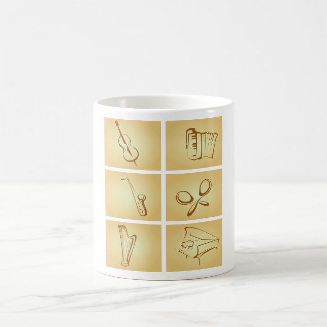 Caneca De Café Desenho dos Instrumentos Musicais (Criador carregado)