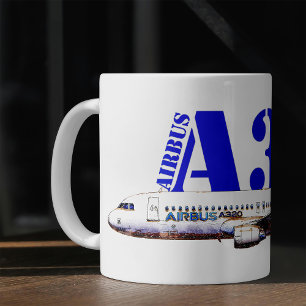 Caneca De Café Desenho em aquarela do perfil da aeronave Airbus A
