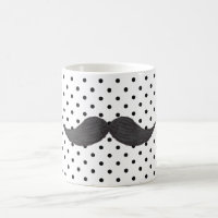 Desenho engraçado do bigode e bolinhas pretas