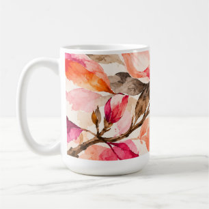 Caneca De Café Desenho Floral Botânico de Magnólia Vibrante