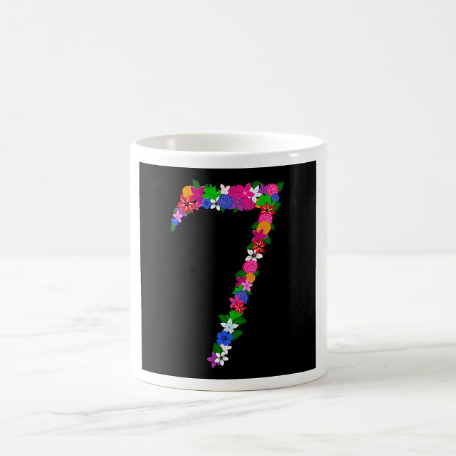 Caneca De Café Desenho Floral Botânico Número Sete (Criador carregado)