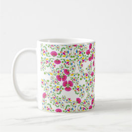 Caneca De Café Desenho floral vermelho e branco