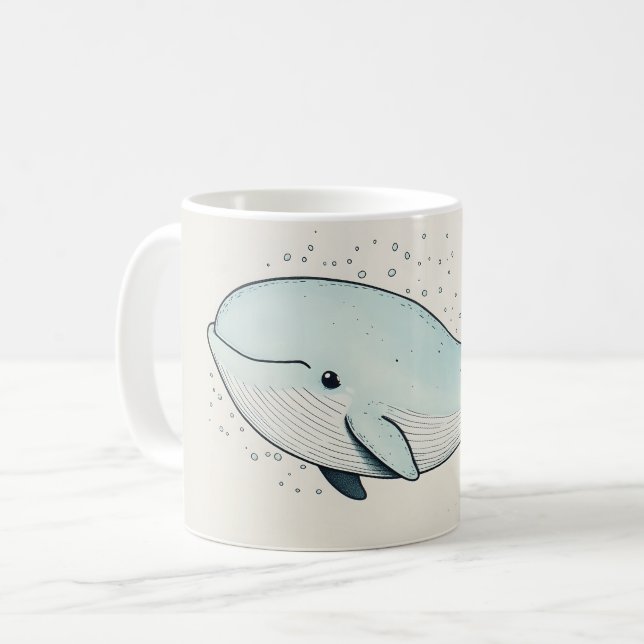 Caneca De Café Desenho Fofo de Baleia de Desenho Animado (Frente Esquerda)