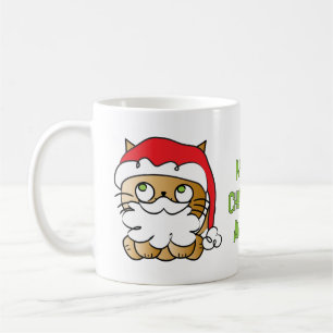 Caneca De Café Desenho fofo de Natal Papai Noel Gato Personalizad