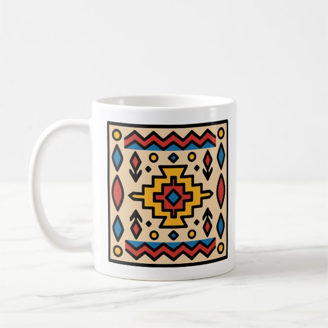Caneca De Café Desenho Geométrico Nativo Americano do Sudoeste (Esquerda)