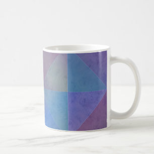 Caneca De Café Desenho Geométrico Triângulos Aquarela Azul Roxo