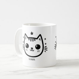 Caneca De Café Desenho infantil | Preto e Branco | Minimalista