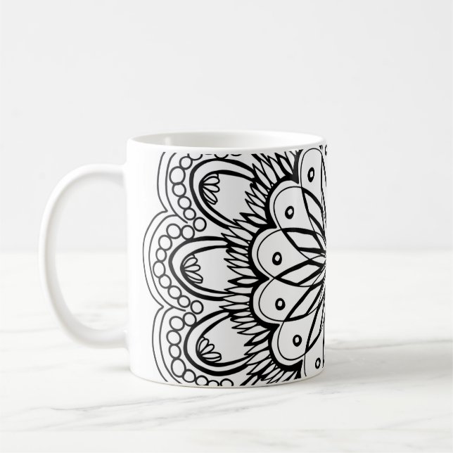 Caneca De Café Desenho manual das flores (Esquerda)
