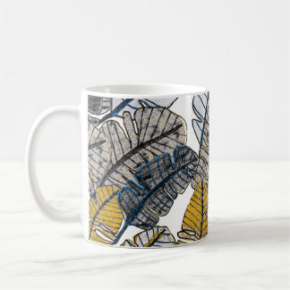 Caneca De Café Desenho manual: Folhas tropicais