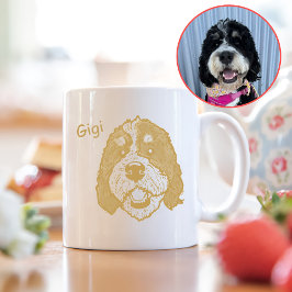 Caneca De Café Desenho Mão Personalizado Do Cão De Bernedoodle