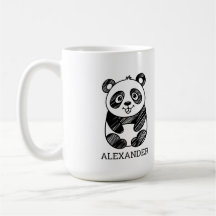 Desenho Minimalista de Panda Fofo em Preto e Branc
