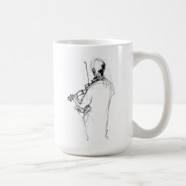 Caneca De Café Desenho Mínimo do Jogador de Violino Abstrato