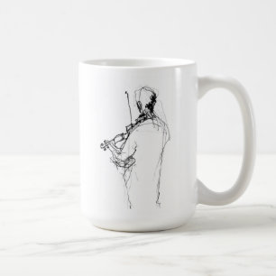 Caneca De Café Desenho Mínimo do Jogador de Violino Abstrato