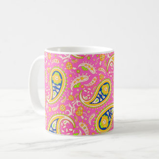 Caneca De Café Desenho Paisley em Rosa