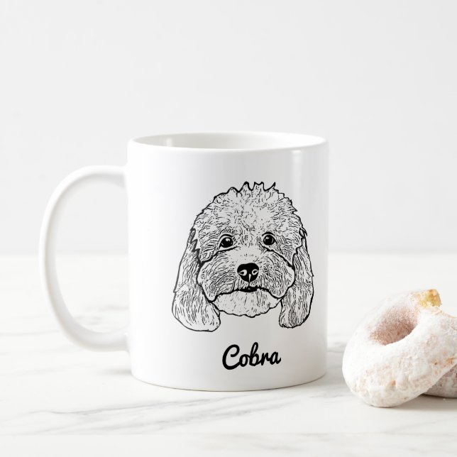 Caneca De Café Desenho Personalizado Da Mão Do Cachorro (Com Donut)