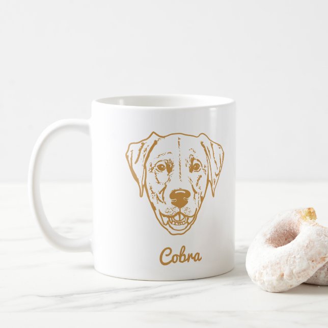 Caneca De Café Desenho Personalizado Da Mão Do Cachorro (Com Donut)