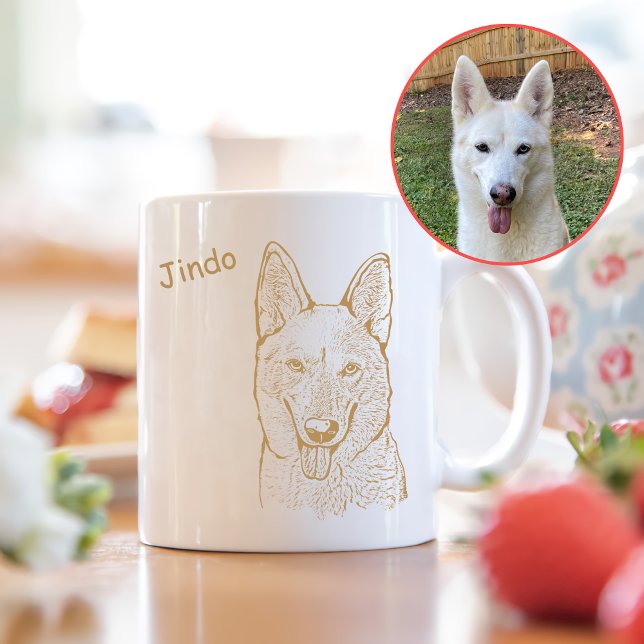 Caneca De Café Desenho Personalizado de Mão Jindo Dog (Criador carregado)