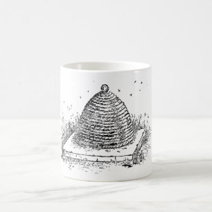 Caneca De Café Desenho preto e branco do vintage da colmeia
