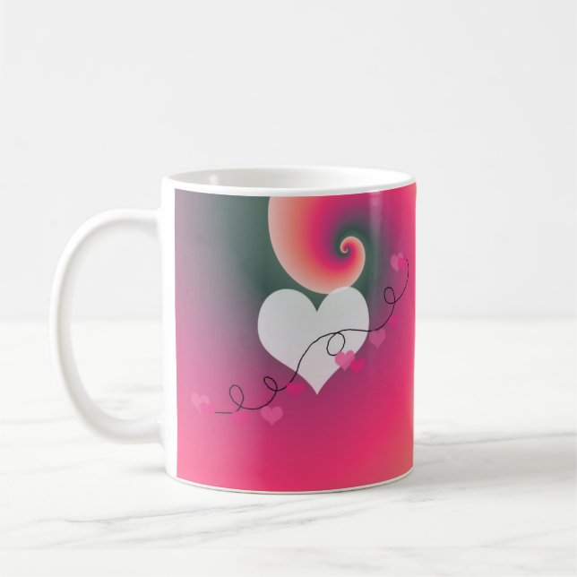 Caneca De Café Desenho Romântico Corda do Coração (Esquerda)
