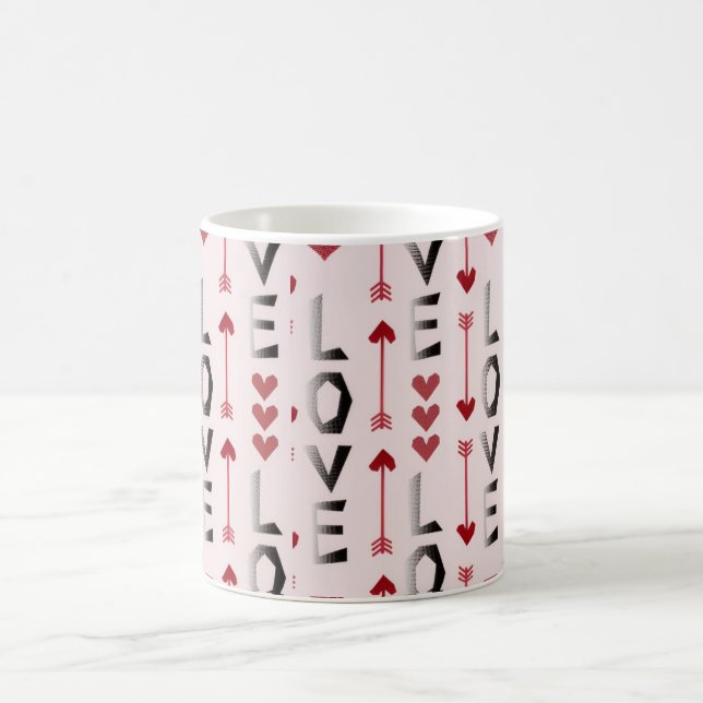 Caneca De Café Desenho Romântico de Seta, Coração e Amor (Centro)