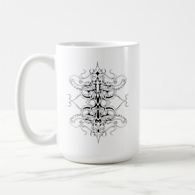 Caneca De Café Desenho Tribal do Império Preto e Branco (Esquerda)